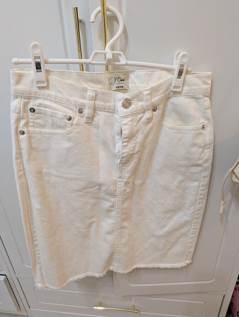 J. Crew Cream Denim Pencil Skirt